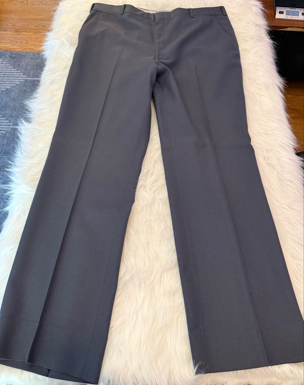 Vintage Marshall Field's Wool Trousers 70s 80s Dark Gray Pants 38x30.5 w/3" hem